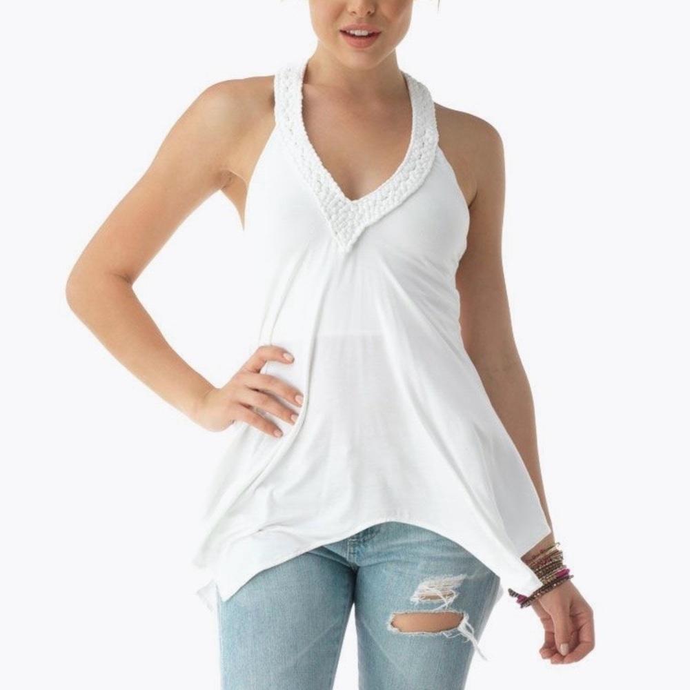 White Sleeveless Knit Top